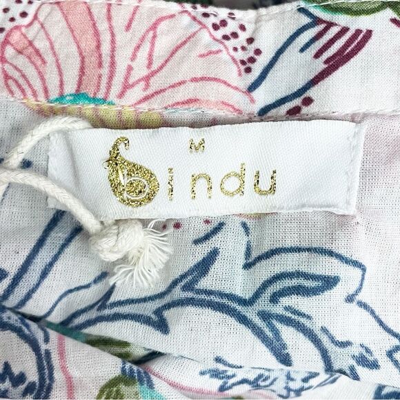 NWT Bindu Anika Dress Pink Multi Floral Ruffle Sleeve Maxi Boho Resort Sz Medium - Picture 12 of 15